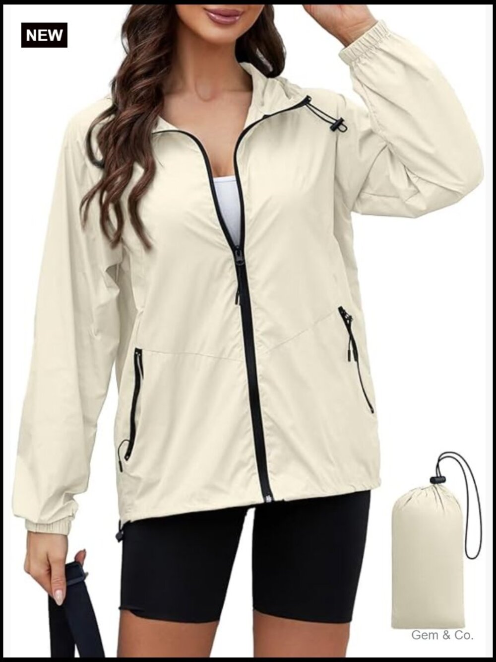 Lightweight Packable Rain Jacket Women Waterproof Travel Coats S-XXL - Picture 1 of 7